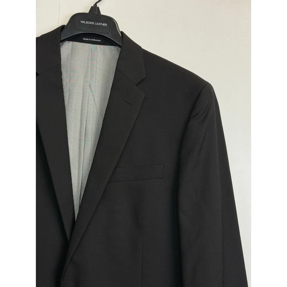 Egara Mens 42L Black 100% Wool Blazer Slim Fit Classic Suit‎ Jacket Sport Coat